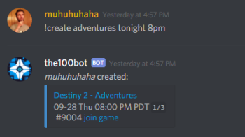 The Division 2 Discord Bot Create