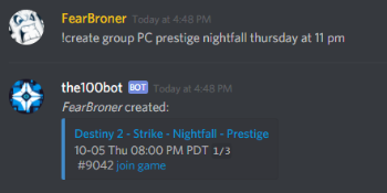 Destiny 2 Discord Bot Group